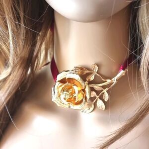 ZARA Maxi Rose satin corded silver adjustable necklace | NWOT